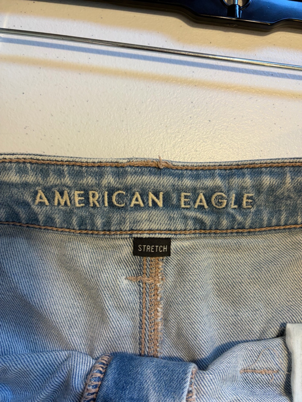 America Eagle Super High Rise Baggy Wide Leg Jeans Cargo Light Wash Stretch 10 - Picture 10 of 15